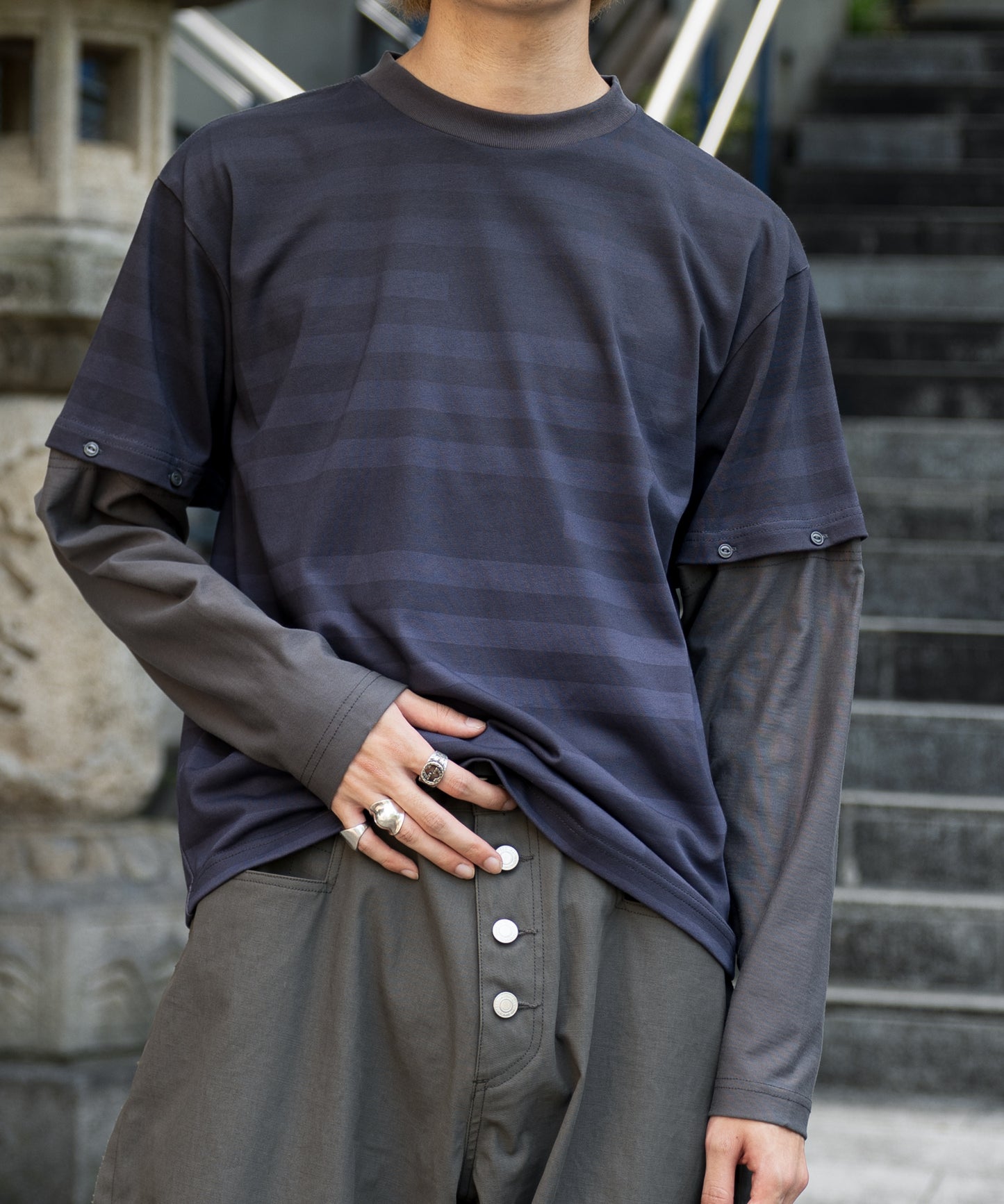 HORIZONTALSTRIPEREVERSIBLE L/S T-SHIRTS