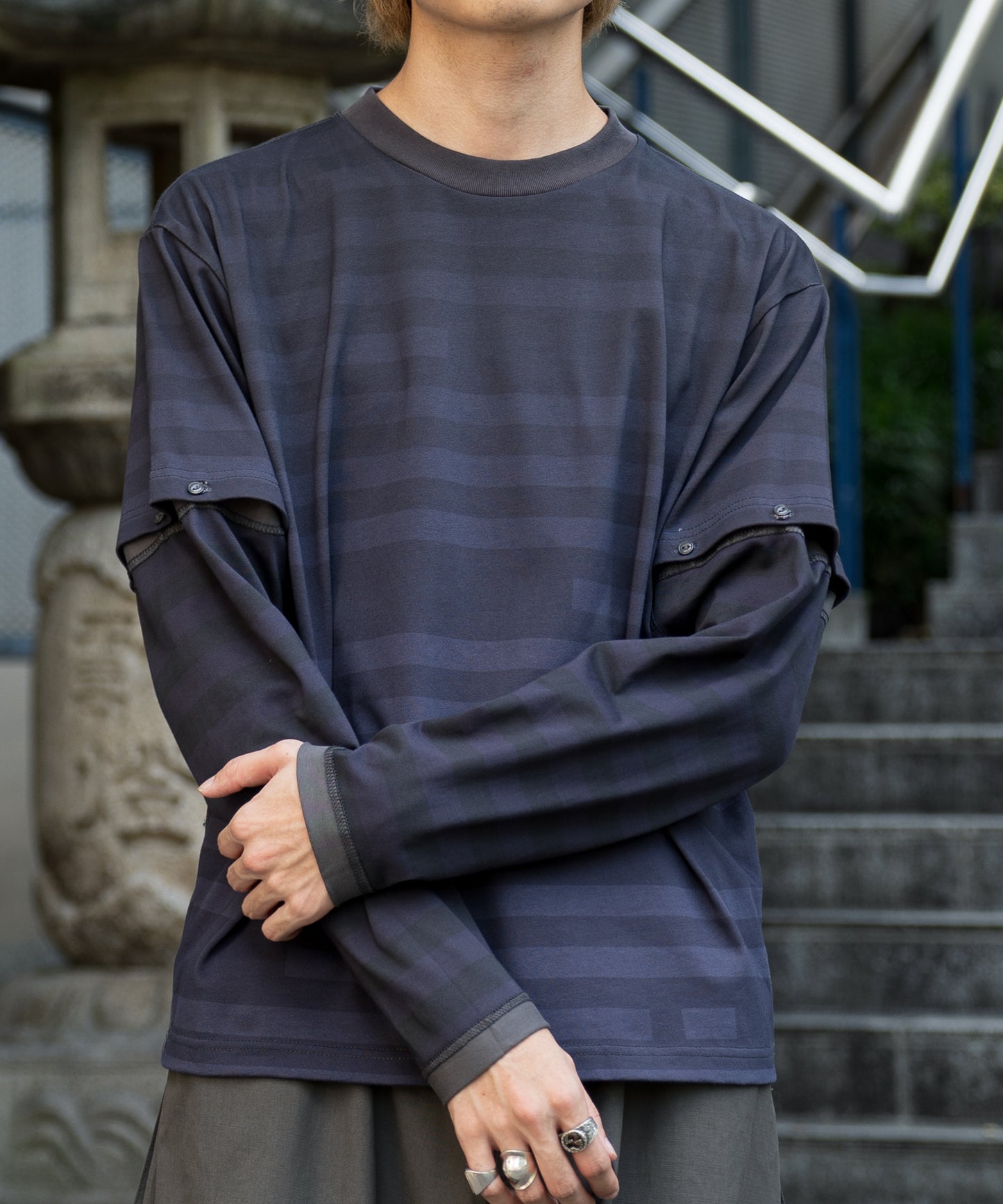 HORIZONTALSTRIPEREVERSIBLE L/S T-SHIRTS