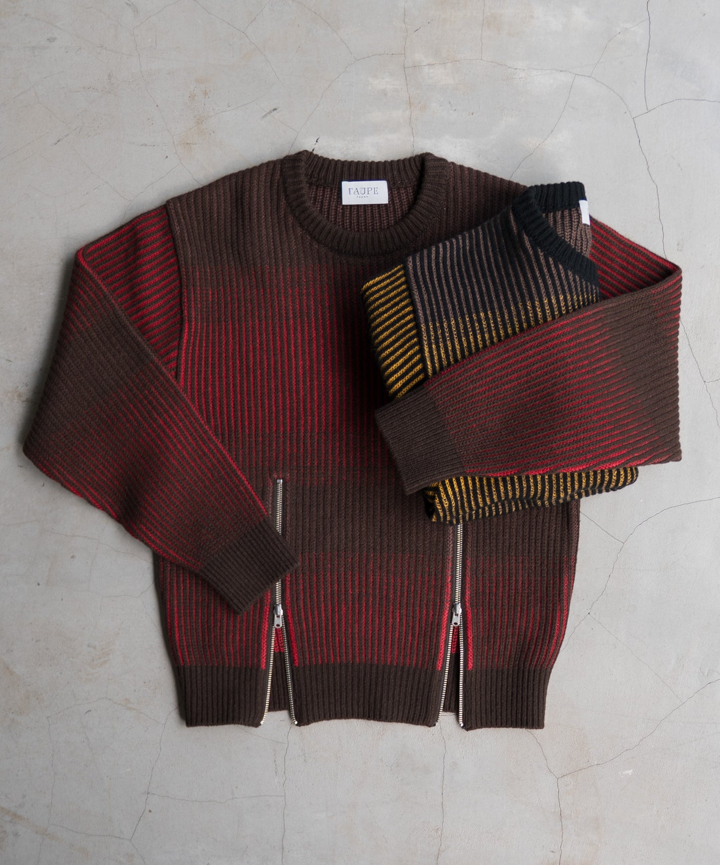 GRADATION ZIP CREW KNIT