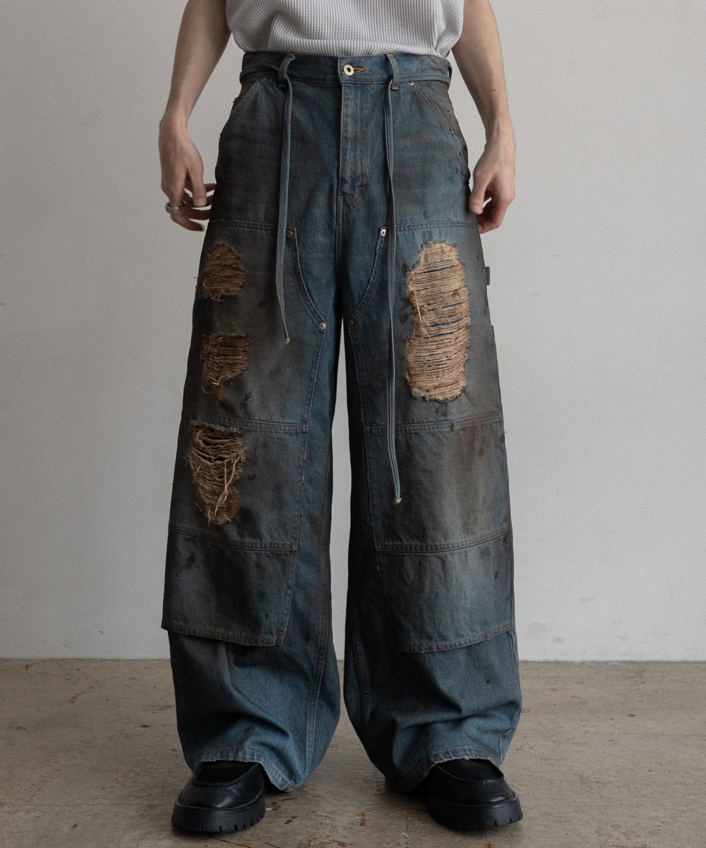 DOUBLE KNEE DENIM PANTS