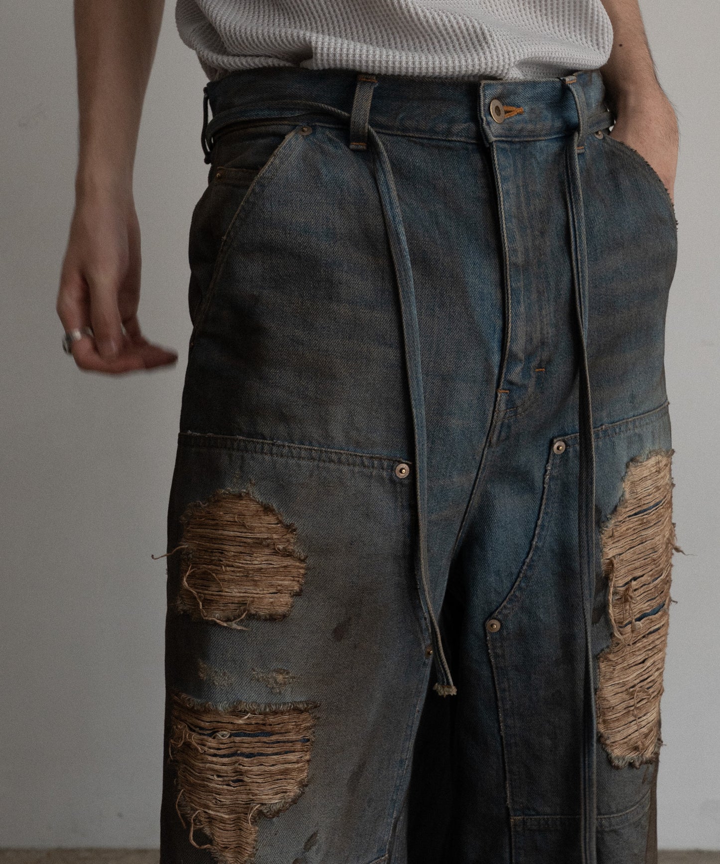 DOUBLE KNEE DENIM PANTS