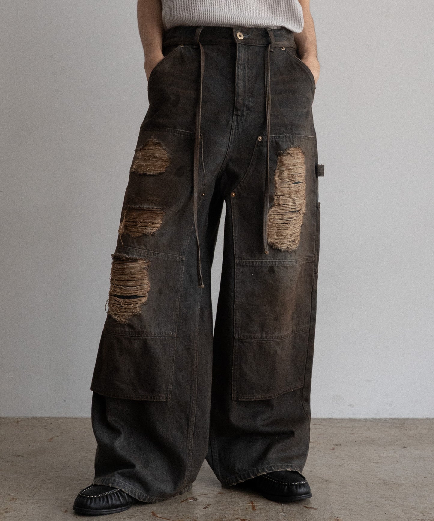 DOUBLE KNEE DENIM PANTS