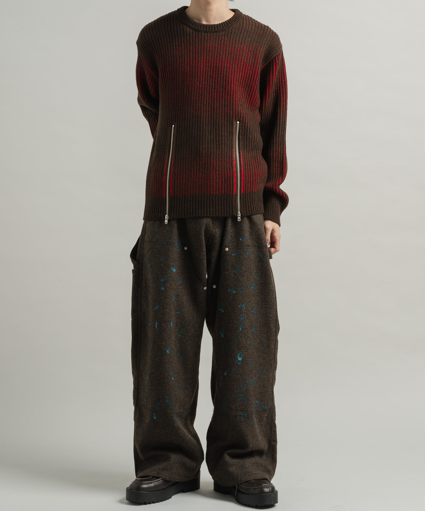 GRADATION ZIP CREW KNIT