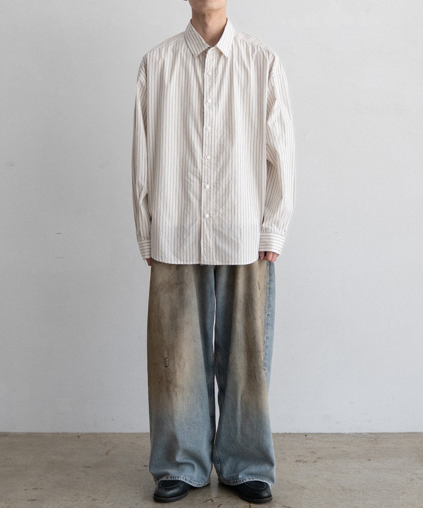STRIPE WIDE SHIRT : CUT-OFF & SWITCHING