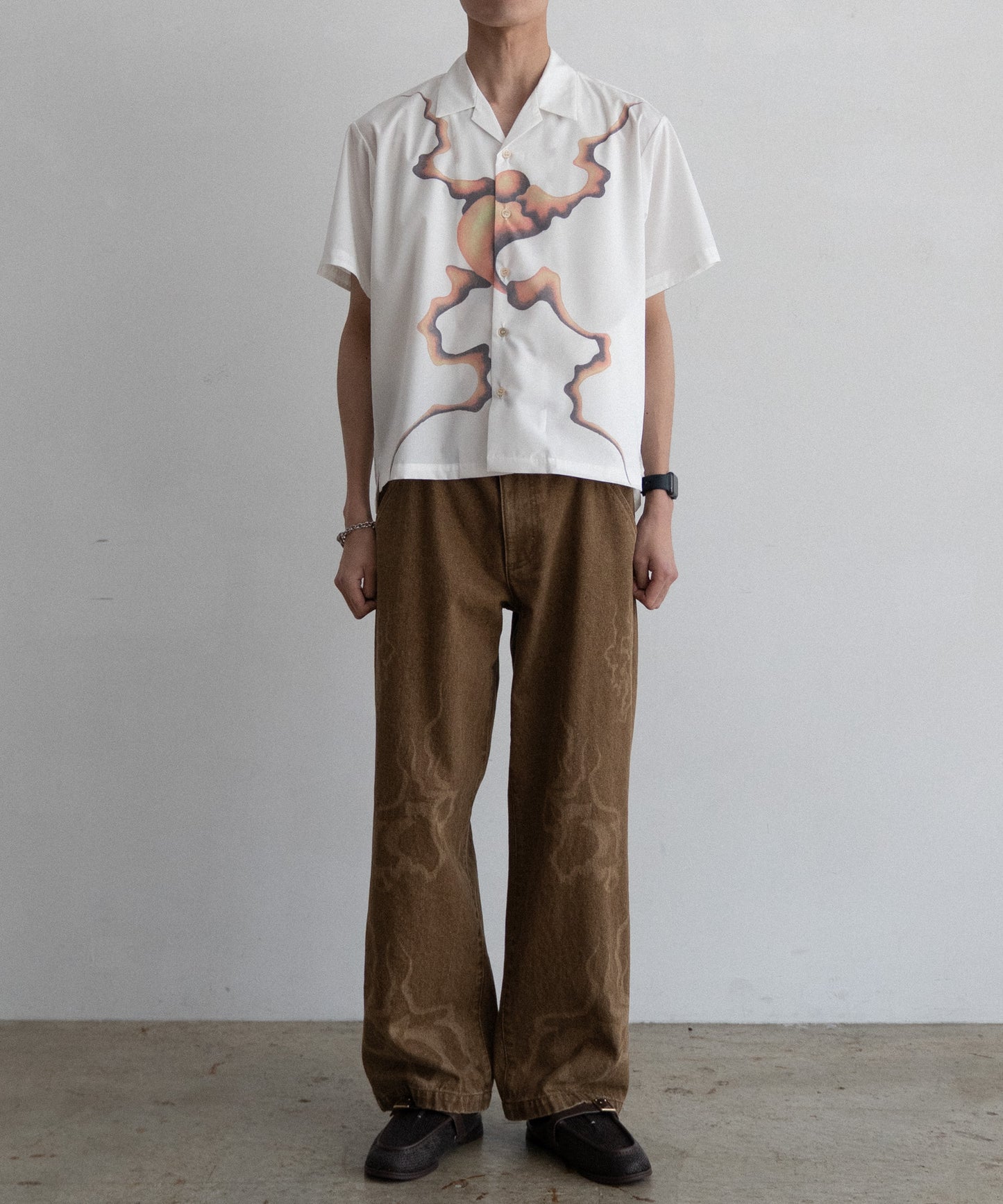 Print Open Collar Shirt