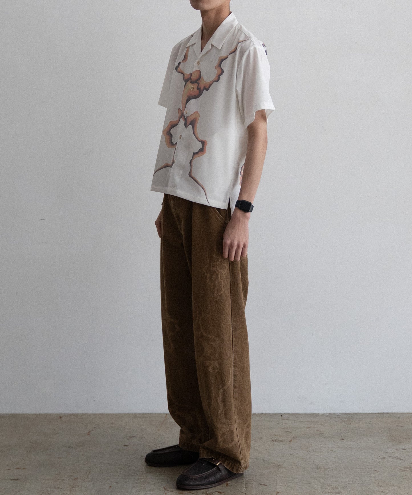 Print Open Collar Shirt