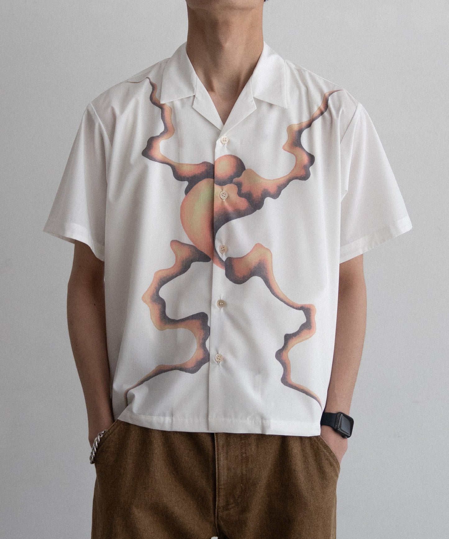 Print Open Collar Shirt