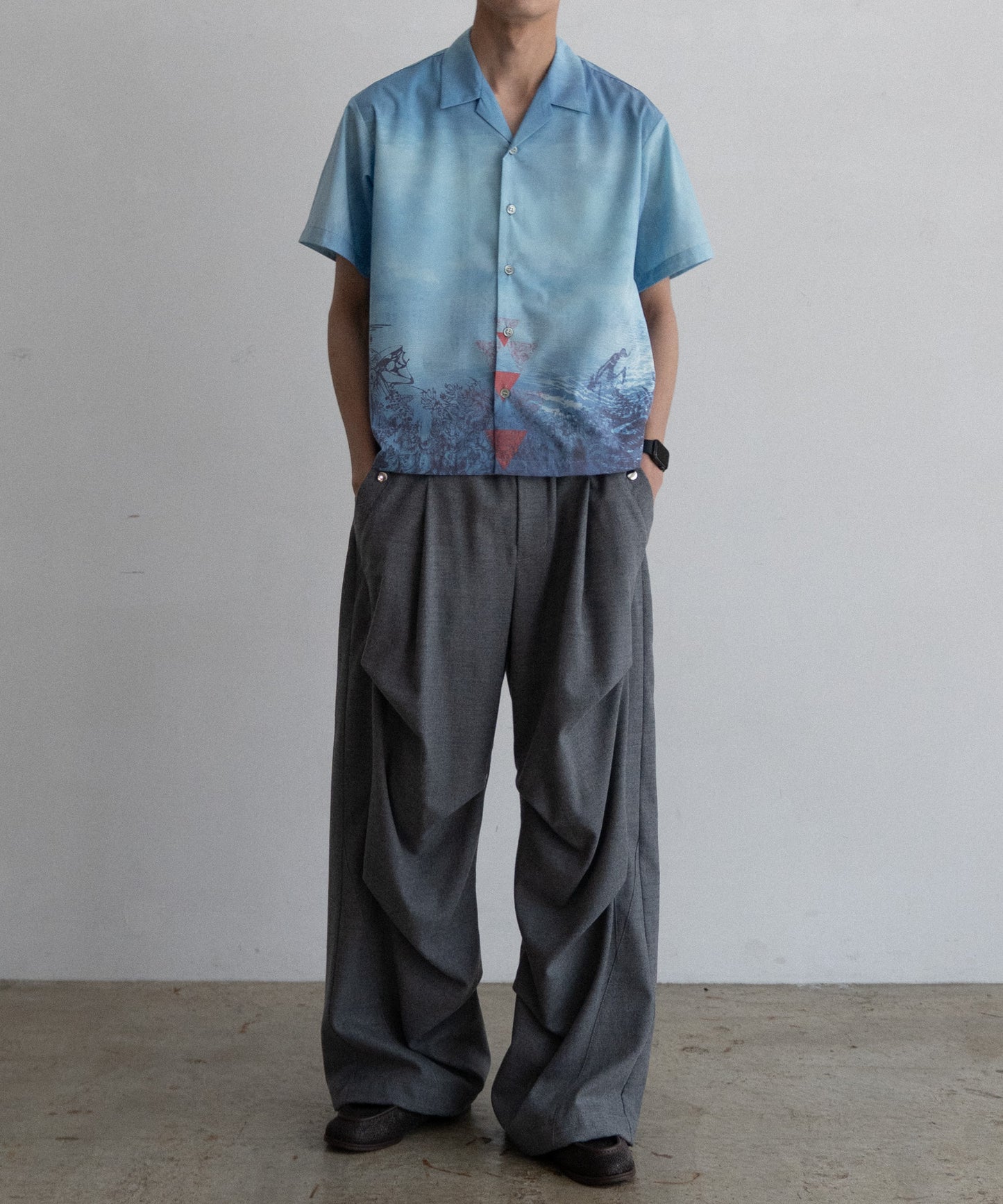 Print Open Collar Shirt