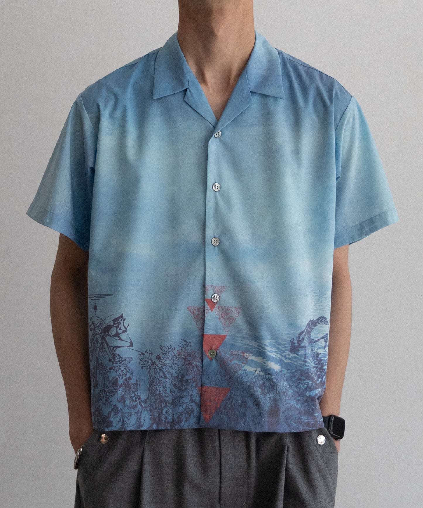 Print Open Collar Shirt