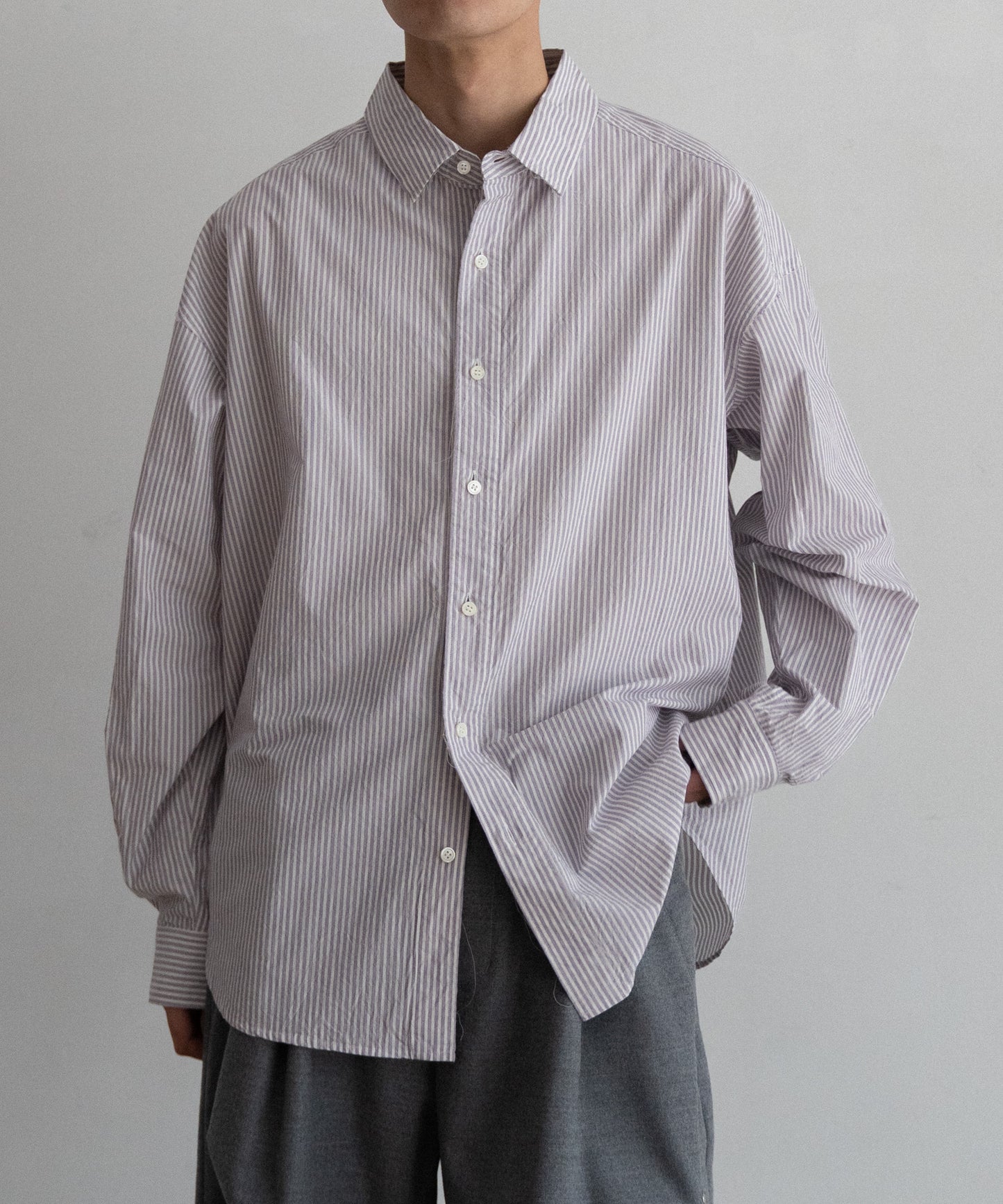 STRIPE WIDE SHIRT : CUT-OFF & SWITCHING