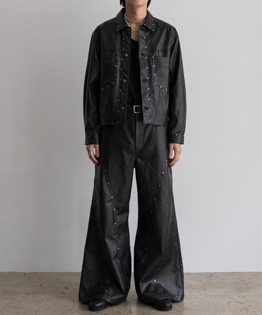 STUDS E.LEATHER PANTS