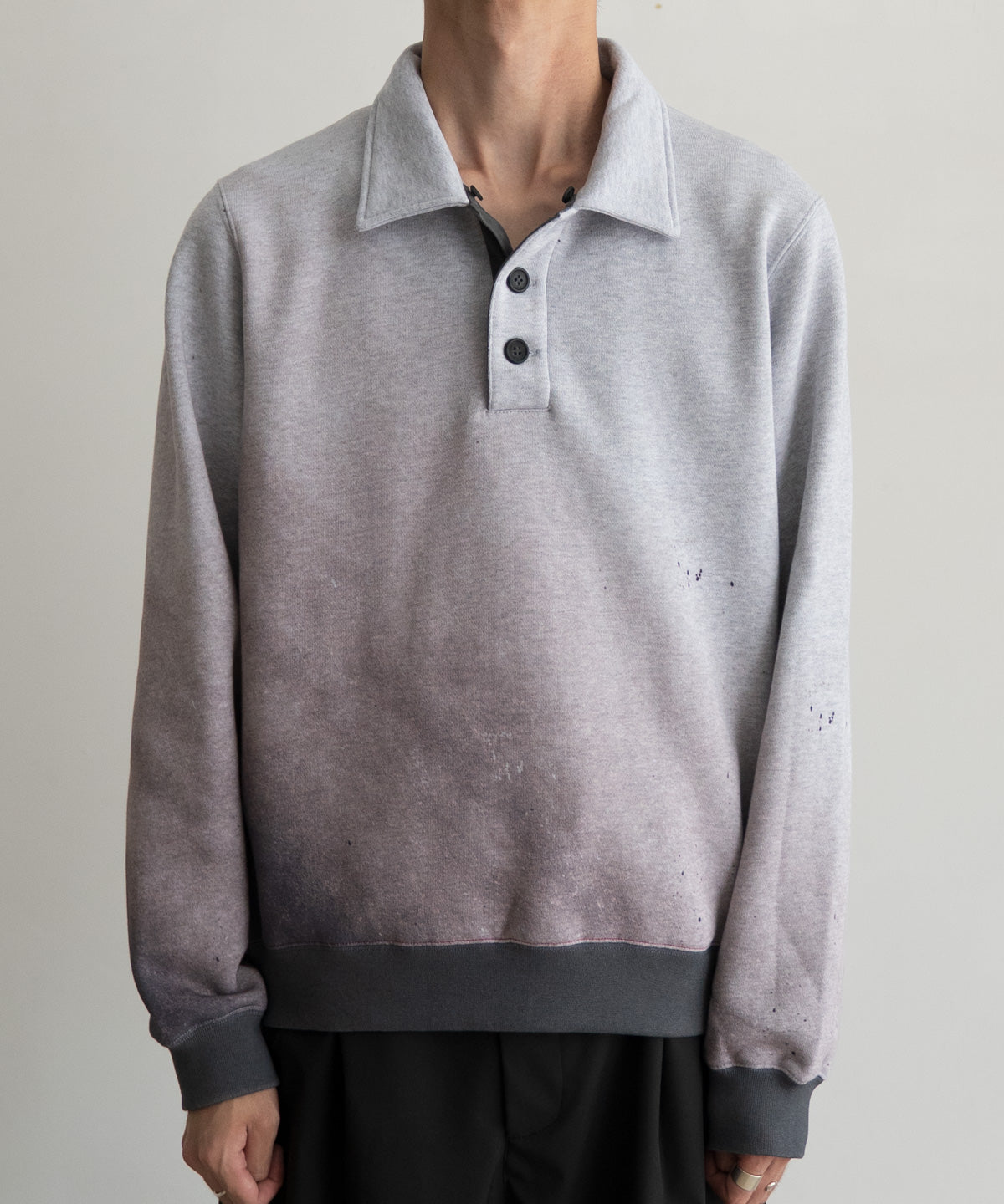 GRADATION HOODED POLO SWEATER