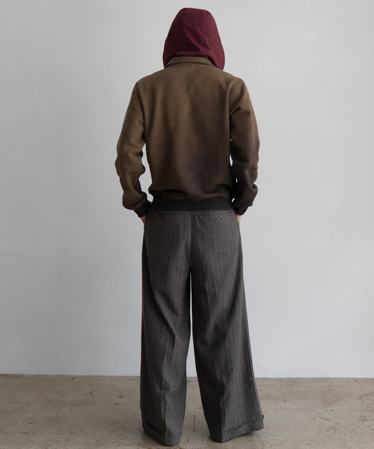 GRADATION HOODED POLO SWEATER