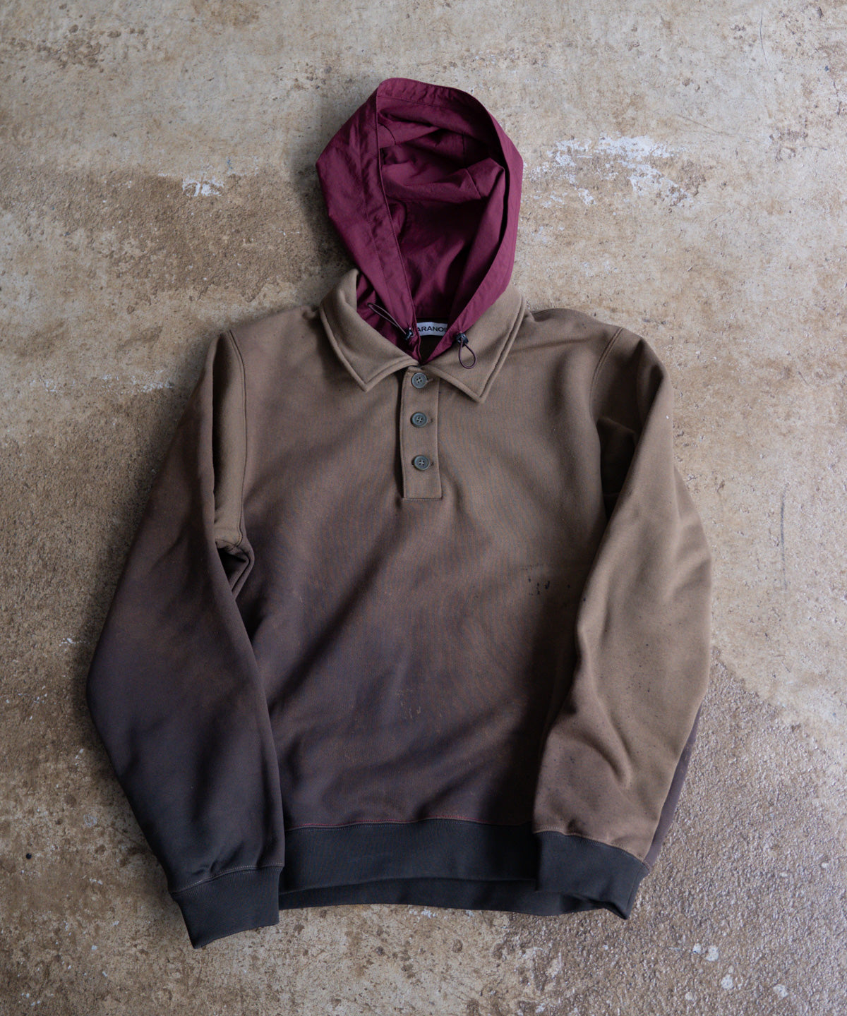 GRADATION HOODED POLO SWEATER
