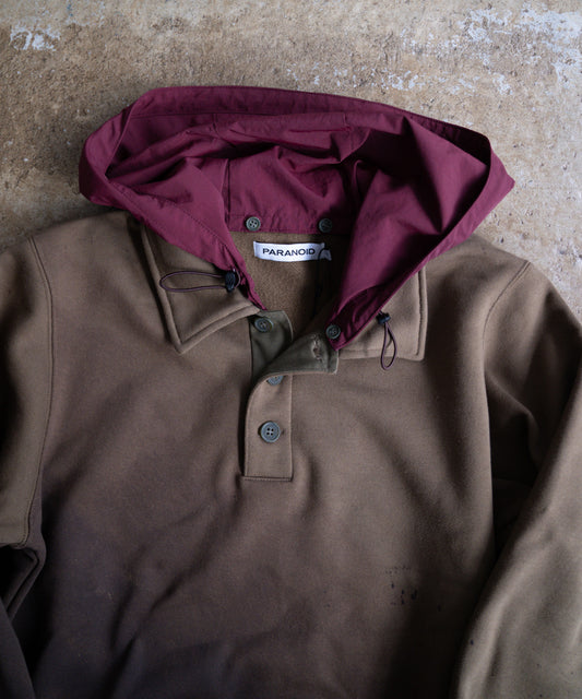 GRADATION HOODED POLO SWEATER