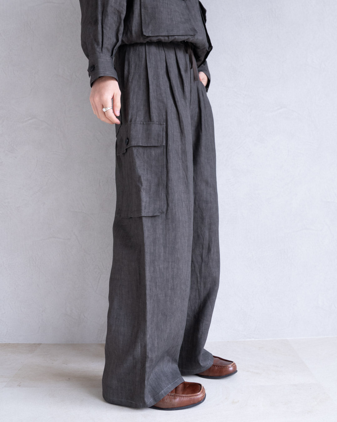 SUMI LINEN WIDE EASY CARGOPANTS