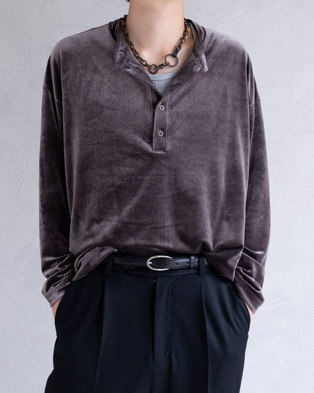 LUSH VELOUR HENLEY LS