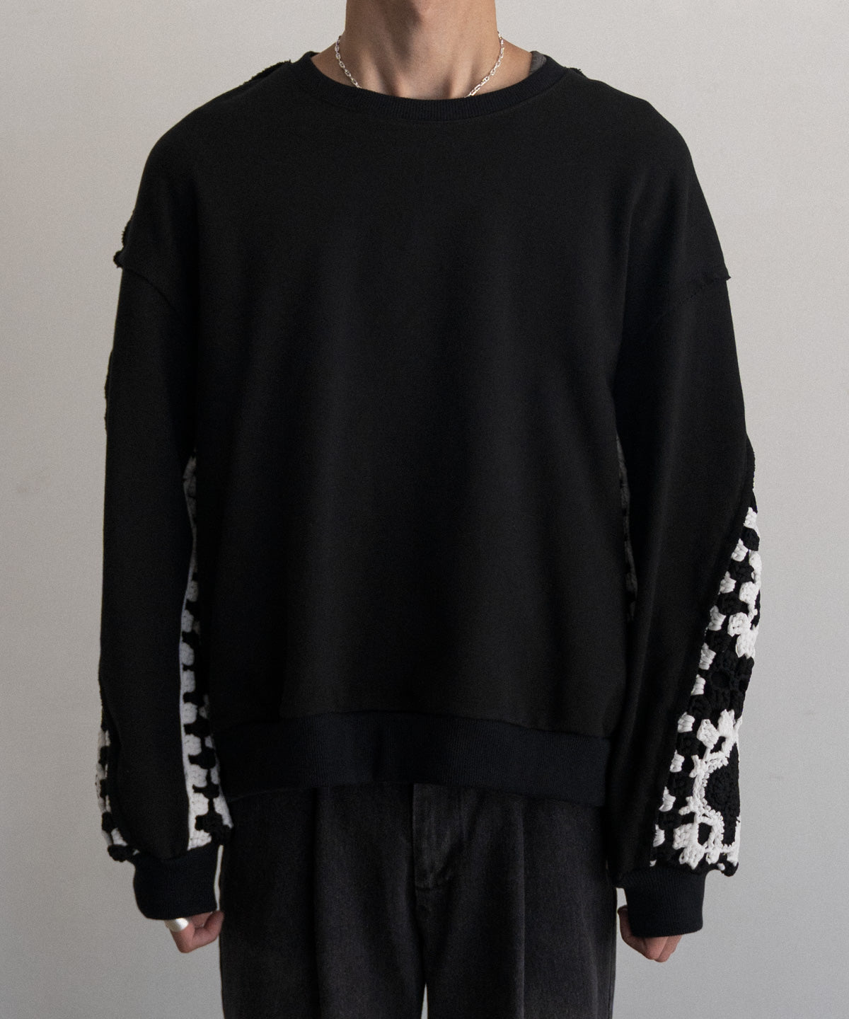 PLAYCARD CROCHET SLEEVE SWEAT