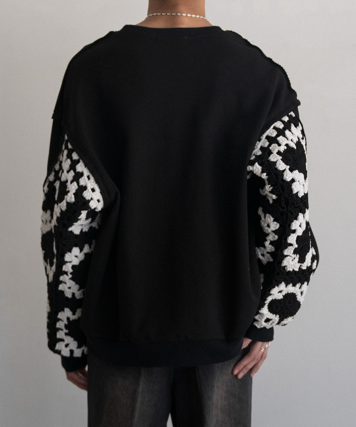 PLAYCARD CROCHET SLEEVE SWEAT