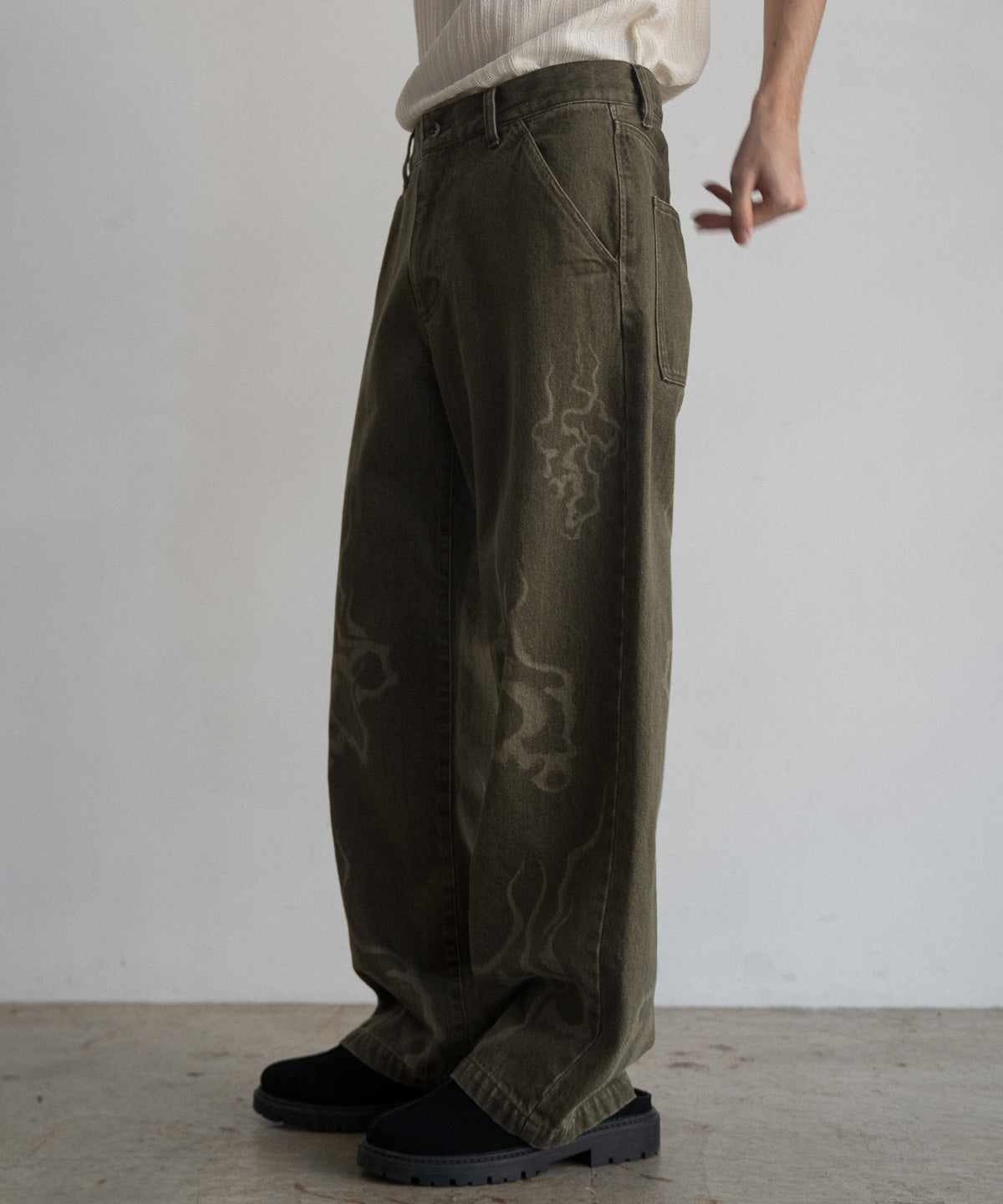 Laser Breach Straight Wide Denim