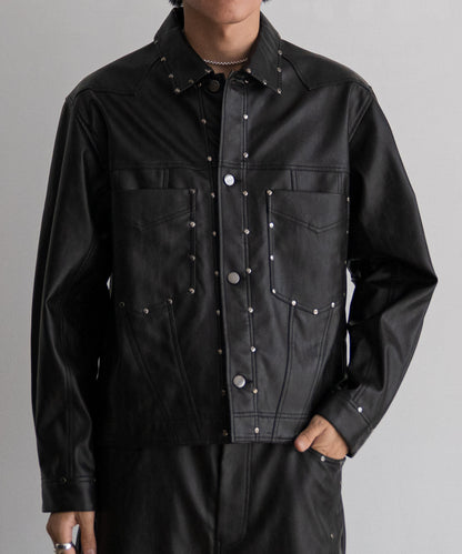 STUDS E.LEATHER JACKET