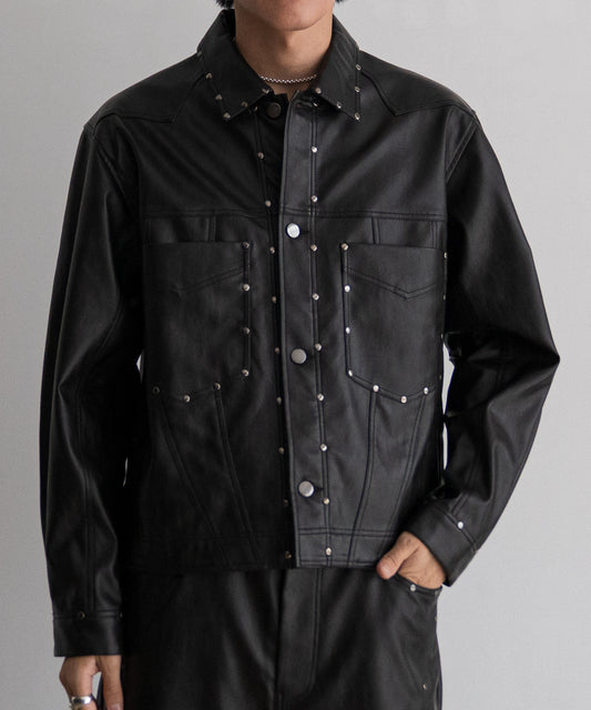 STUDS E.LEATHER JACKET