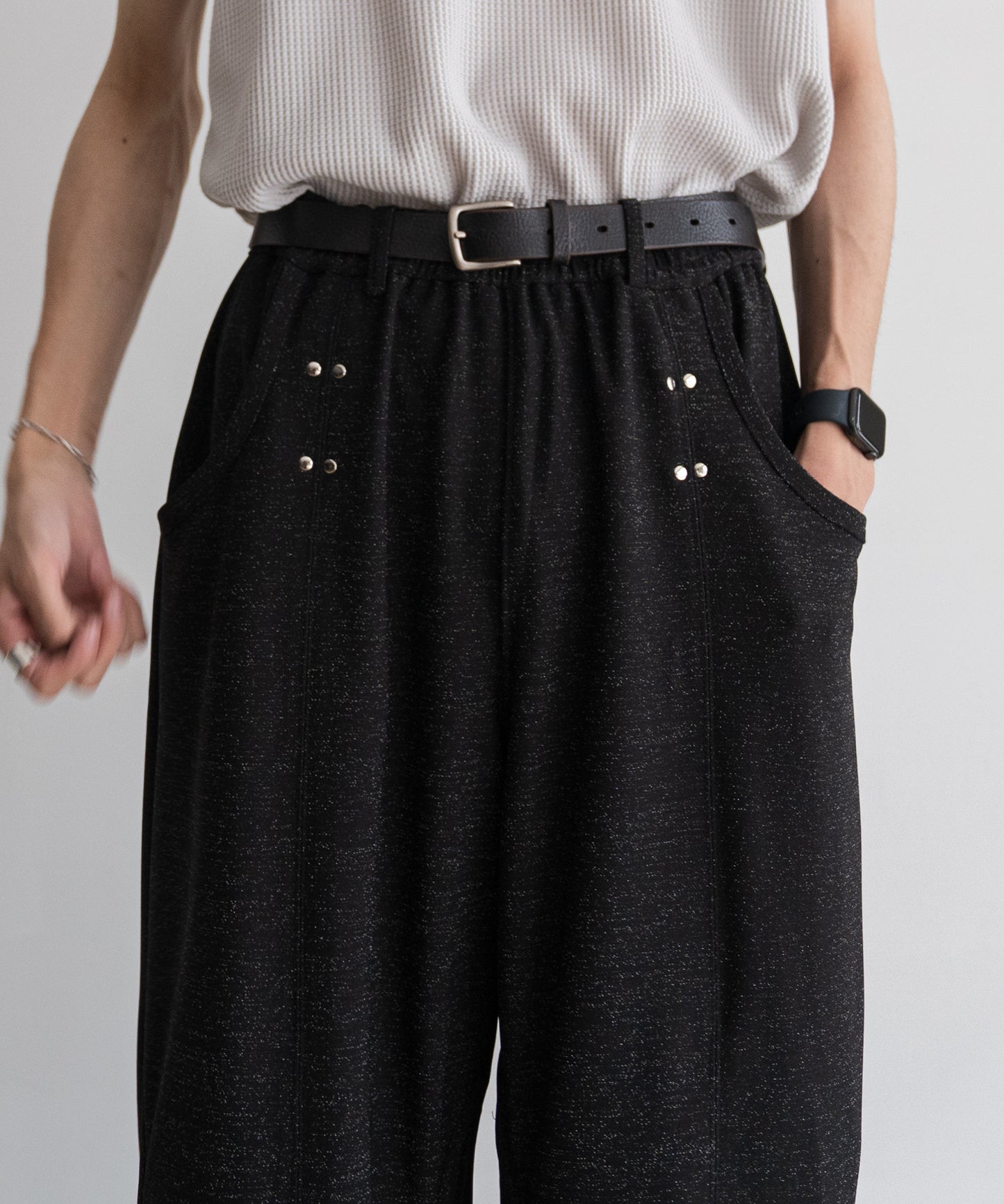 LAME JERSEY TRACK PANTS